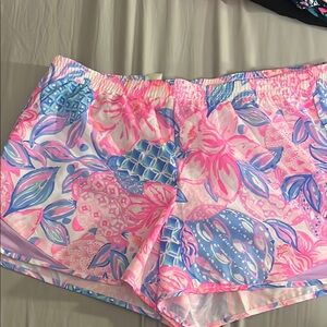 Lilly Pulitzer Pink and Blue Athletic Shorts Vibrant Design